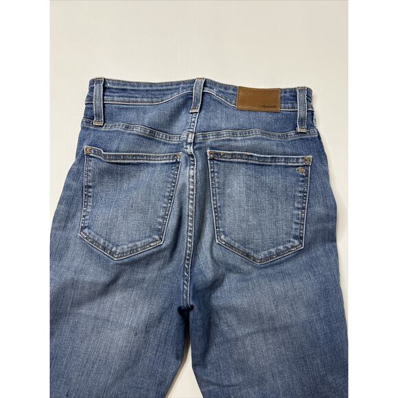 Madewell Skinny Jeans Size 27 Curvy High Rise Raw Hem Ripped Medium Wash Crop - Picture 10 of 10